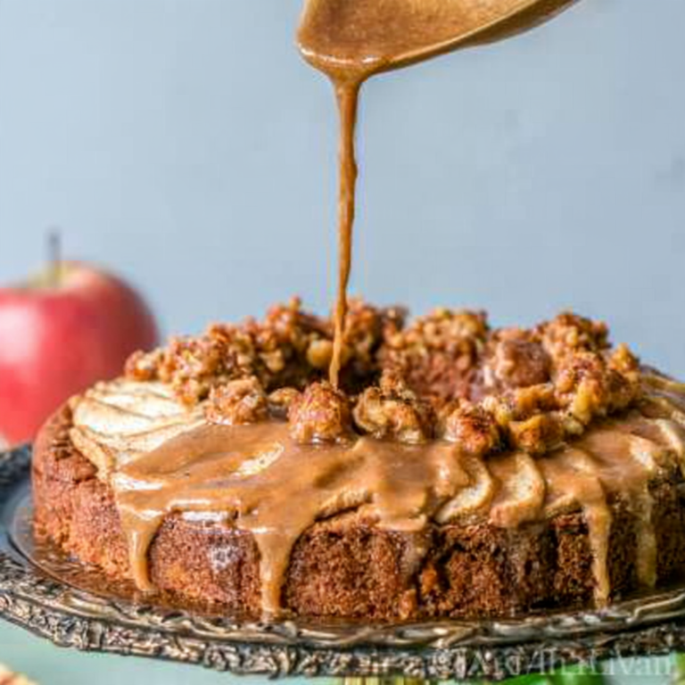 Spiced Apple Streusel Coffee Cake with Dulce de Leche