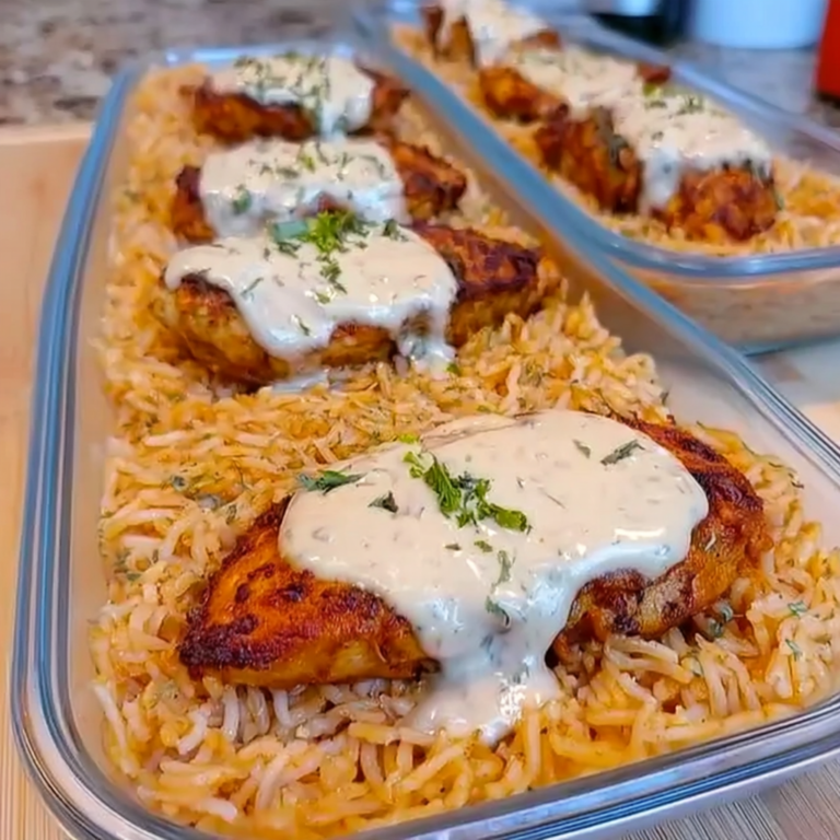 High Protein Creamy Cajun Chicken with Garlic Rice