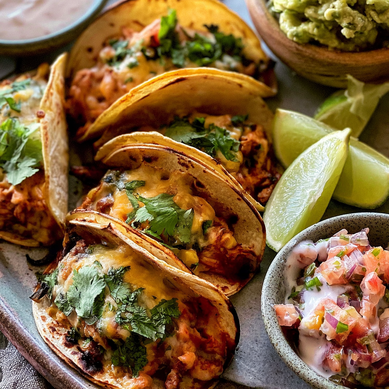 Weeknight Cheesy Baked Chipotle Chicken Tacos with Cilantro Lime Ranch