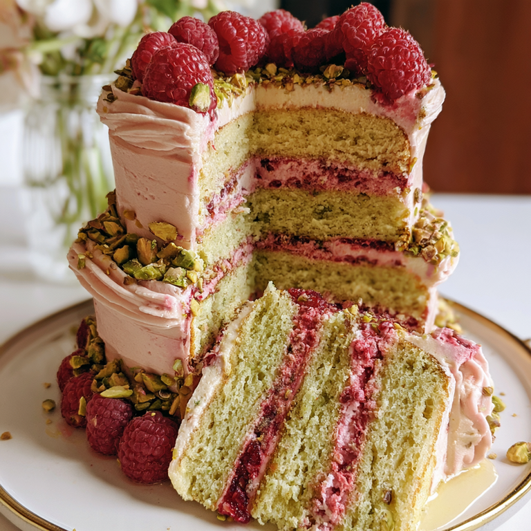 Raspberry Pistachio Cake