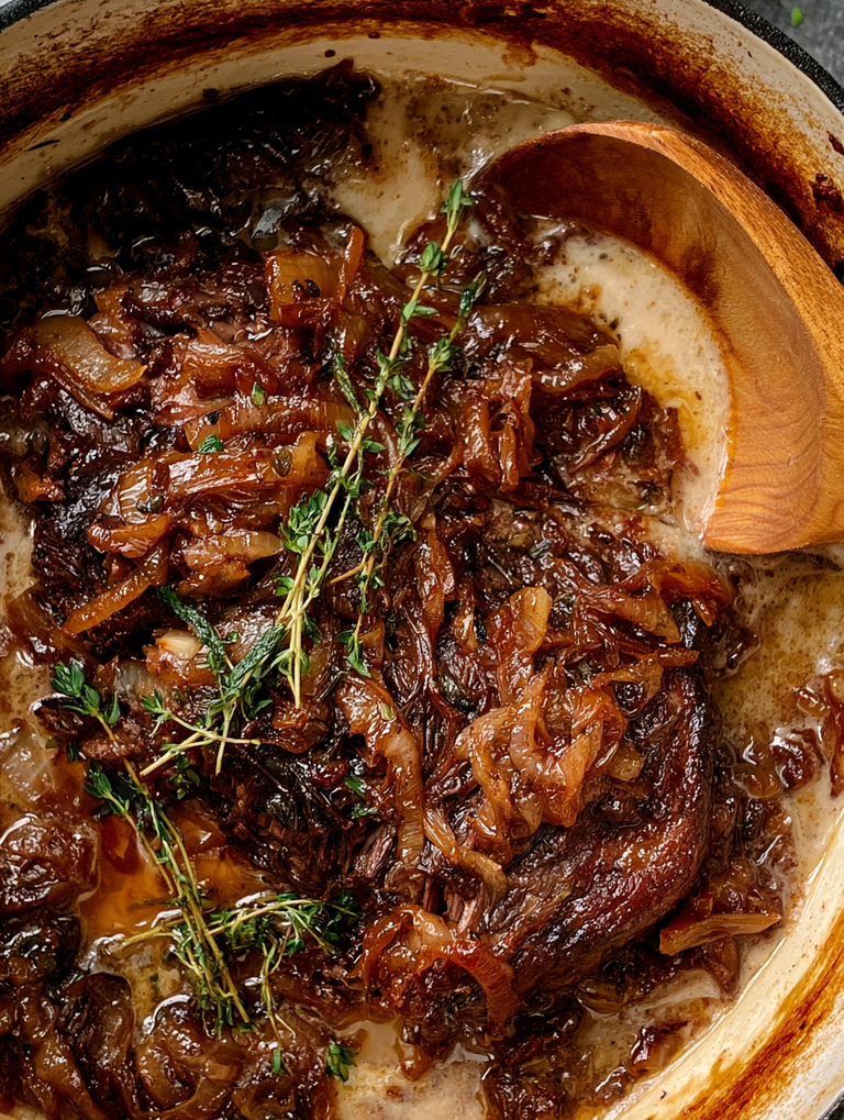 French Onion Pot Roast – Tender Beef with Caramelized Onions and Rich Gravy