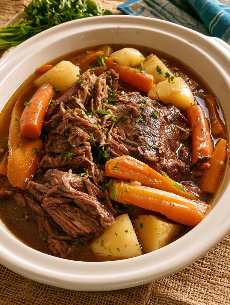 Classic Slow Cooker Pot Roast – Tender Beef with Potatoes and Carrots
