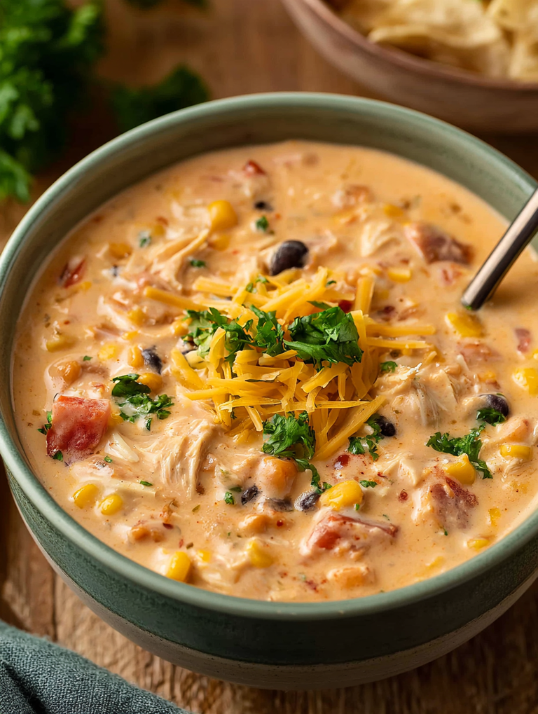 Crockpot Creamy Chicken Taco Soup Recipe