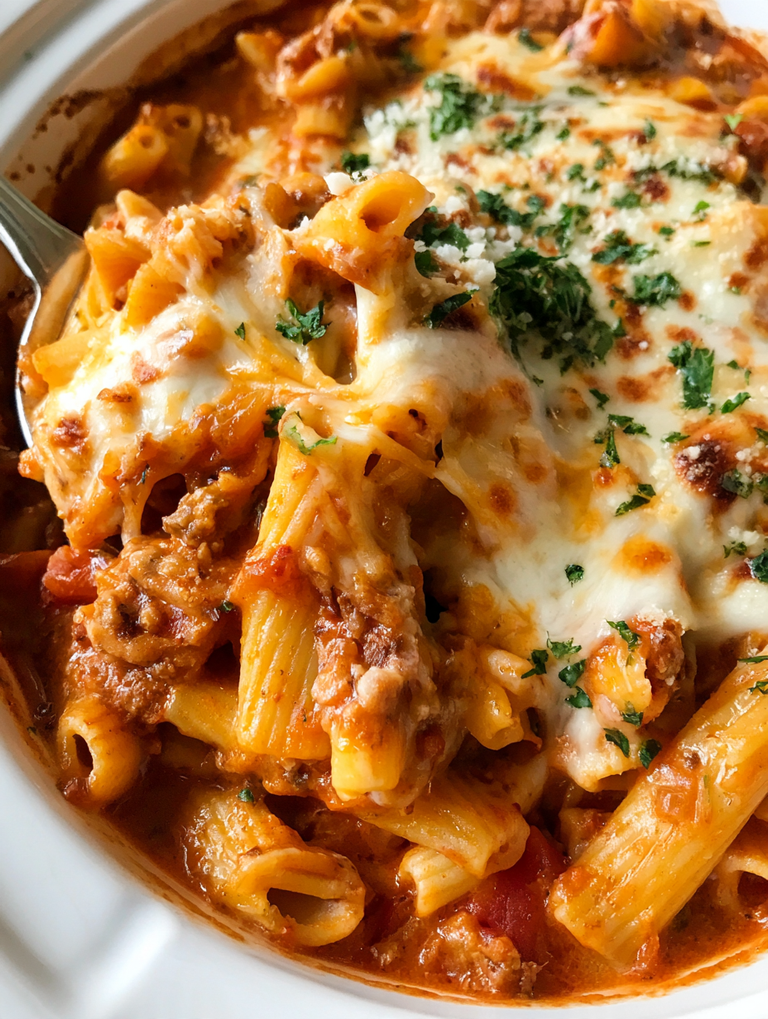 Slow Cooker Baked Ziti – Easy Crockpot Pasta with Ground Beef and Mozzarella