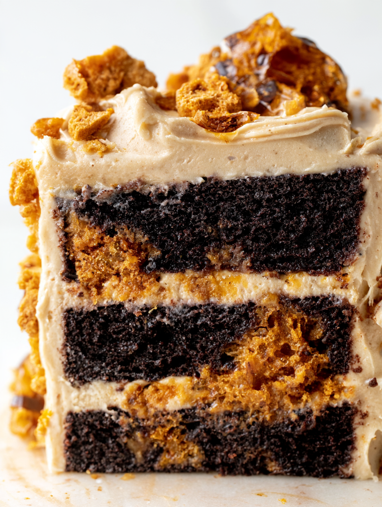 Chocolate Honeycomb Cake with Graham Cracker Buttercream